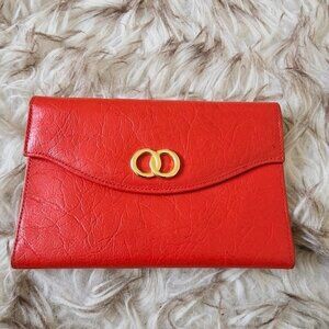 VTG Lady Bosca Red FullGrain Hide Leather Purse. Multicard Dressy Wallet 🌴